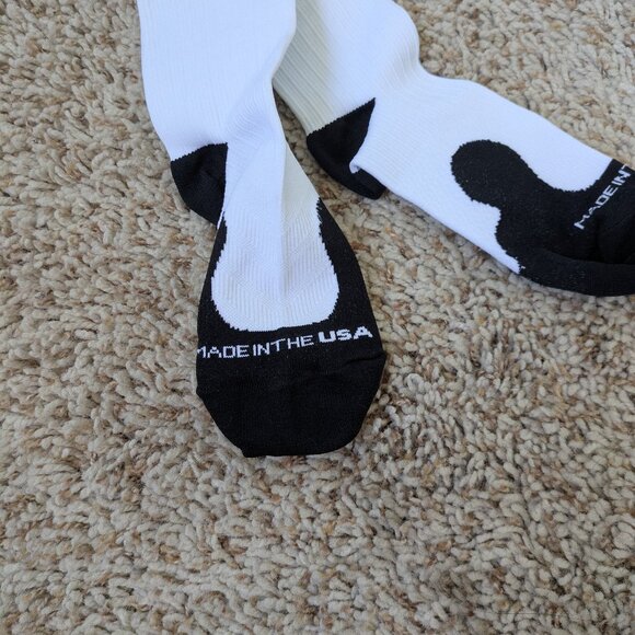 GRIT White with Black Compression Knee-High Socks – Size S/M, Made in USA, Like - Picture 2 of 4